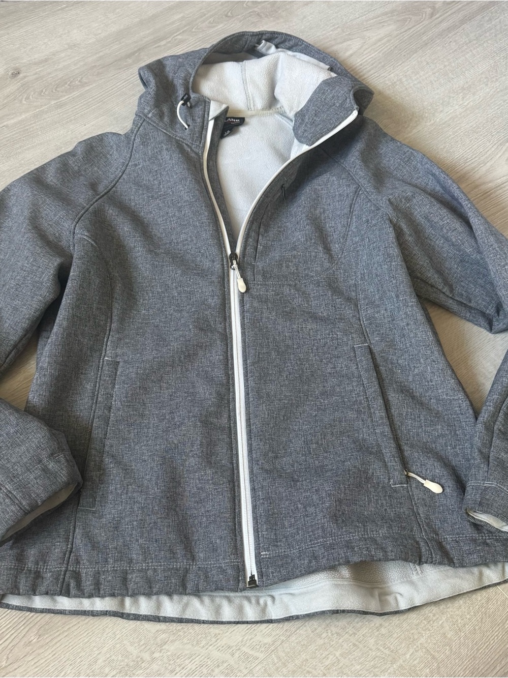EUC Kirkland | Gray Hooded Fleece Lined Jacket - Zip-Up | Size L